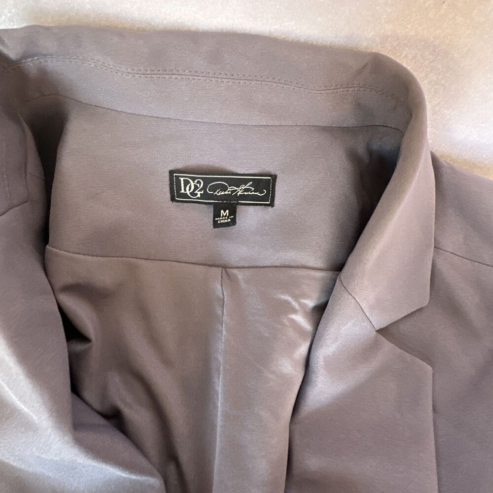 DG2 Diane Gilman Floral Embroidered Gabardine Blazer Jacket Slate Size M - Picture 2 of 16